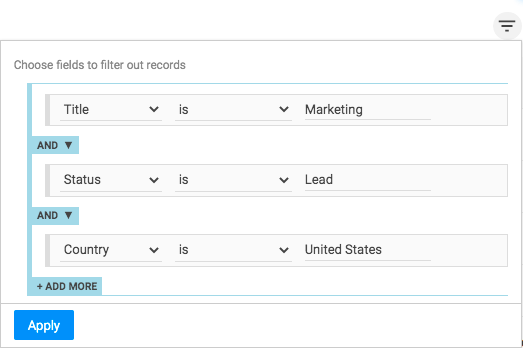 Filtering in NetHunt CRM
