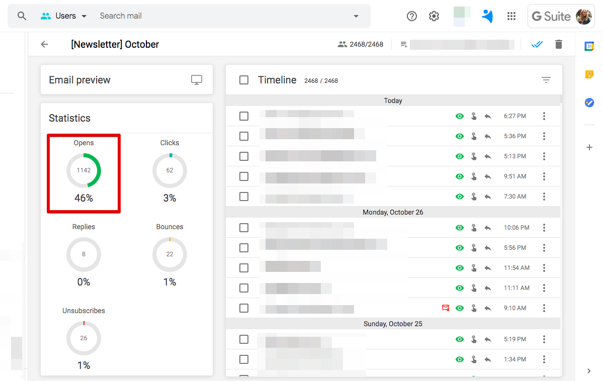 Open tracking in NetHunt CRM