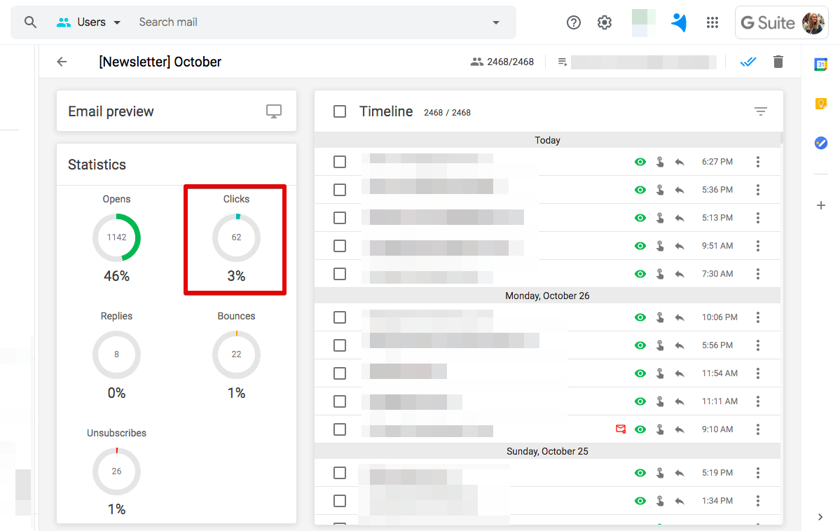 Click tracking in NetHunt CRM