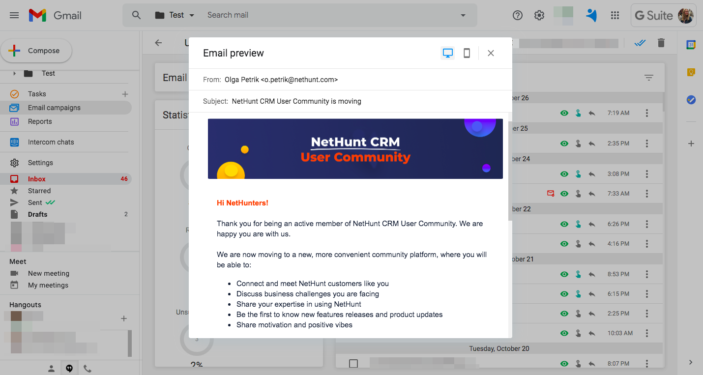 Email campaigns in NetHunt - CRM in Gmail