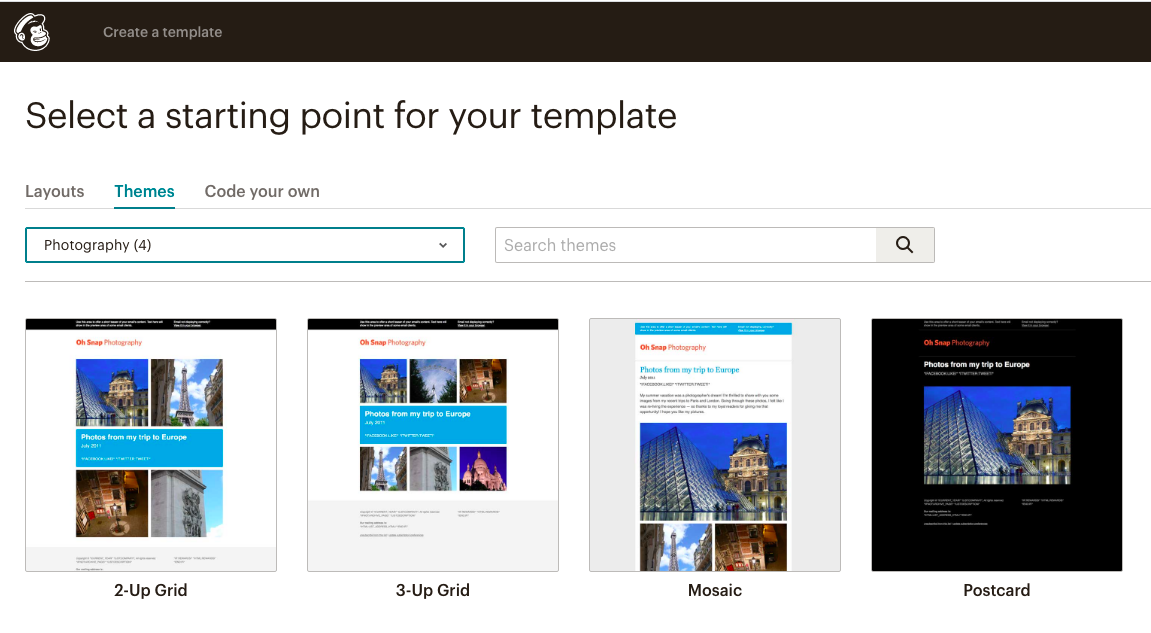 Mailchimp email template themes