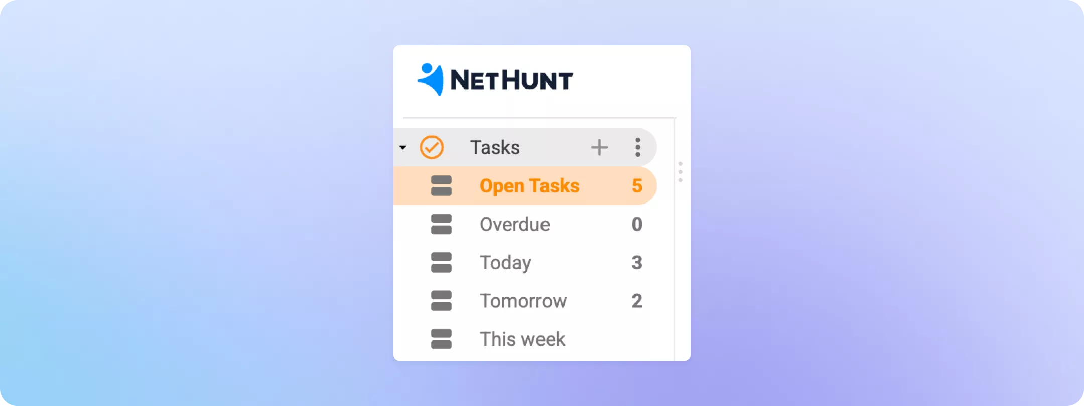 several saved views in the sidebar with counters on