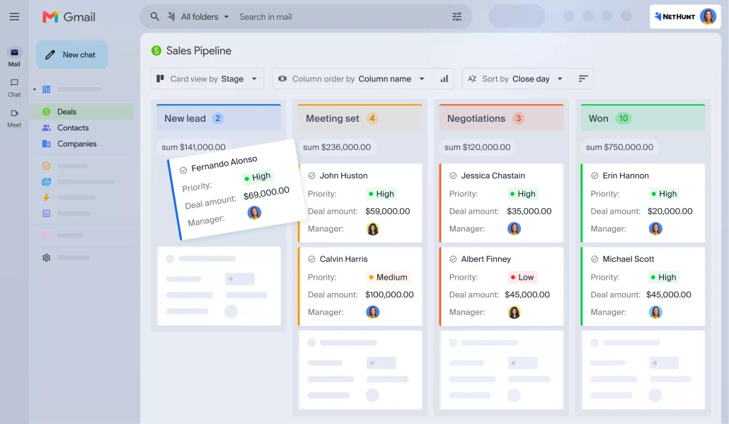 screen NetHunt CRM