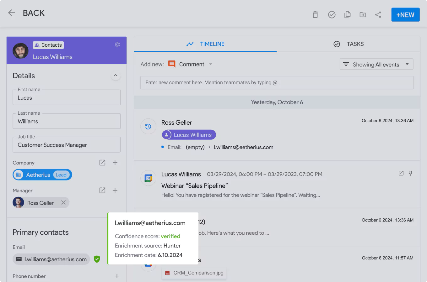 NetHunt CRM integration with Hunter screen 4