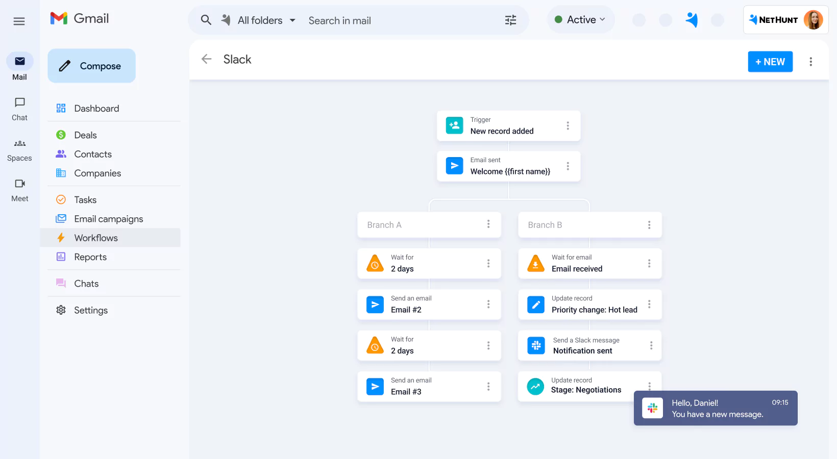 NetHunt CRM integration with Slack screen 3