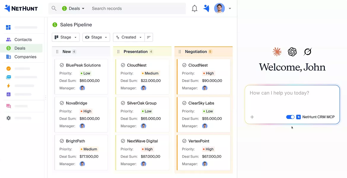 screen NetHunt CRM